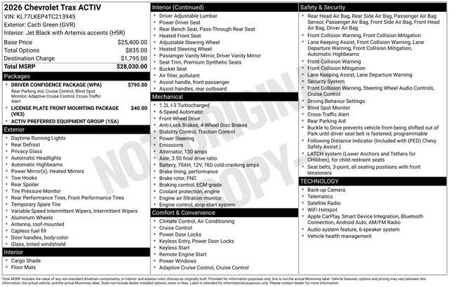 New 2026 Chevrolet Trax ACTIV w/ Driver Confidence Package FWD image 17