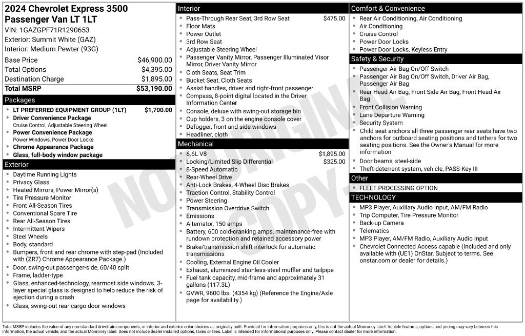 Used 2024 Chevrolet Express 3500 LT w/ LT Preferred Equipment Group RWD image 18