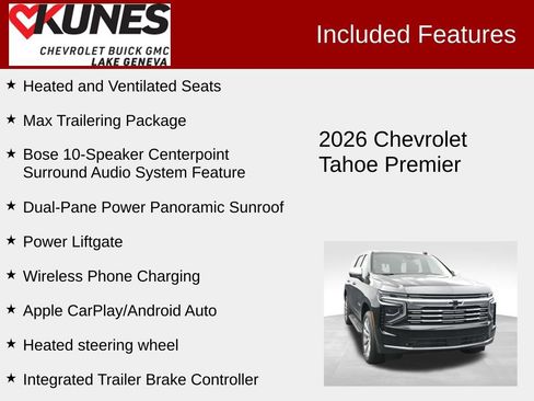 New 2026 Chevrolet Tahoe Premier w/ Sun And Tow Package AWD/4WD image 3