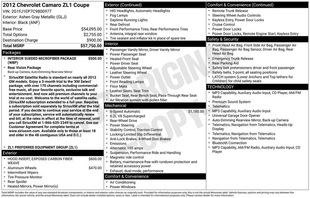 Certified 2012 Chevrolet Camaro ZL1 RWD image 12