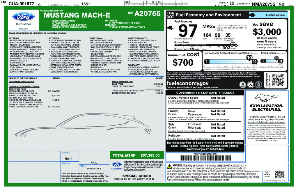 Used 2022 Ford Mustang Mach-E Premium w/ Ice White Appearance Package RWD image 6