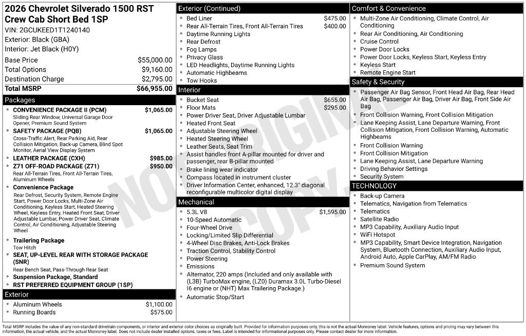 New 2026 Chevrolet Silverado 1500 RST w/ Safety Package AWD/4WD image 6