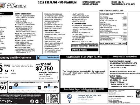 Used 2021 Cadillac Escalade Premium Luxury Platinum AWD/4WD image 4