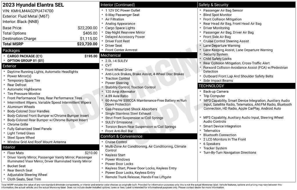 Certified 2023 Hyundai Elantra SEL w/ Cargo Package FWD image 5