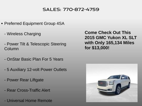 Used 2015 GMC Yukon XL SLT w/ Open Road Package image 10