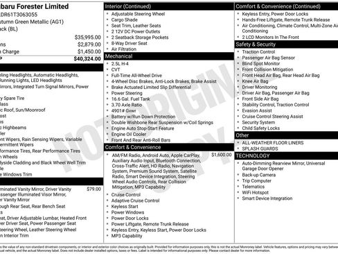 New 2026 Subaru Forester Limited AWD/4WD image 14