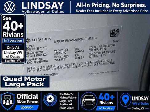 Used 2022 Rivian R1T Adventure AWD/4WD image 31