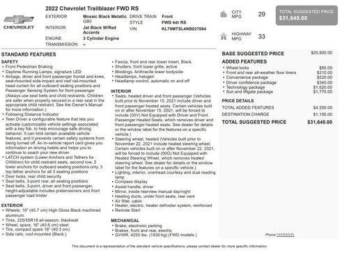 Certified 2022 Chevrolet TrailBlazer RS w/ Sun and Liftgate Package image 33