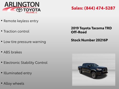 Used 2019 Toyota Tacoma TRD Off-Road w/ Technology Package AWD/4WD image 2