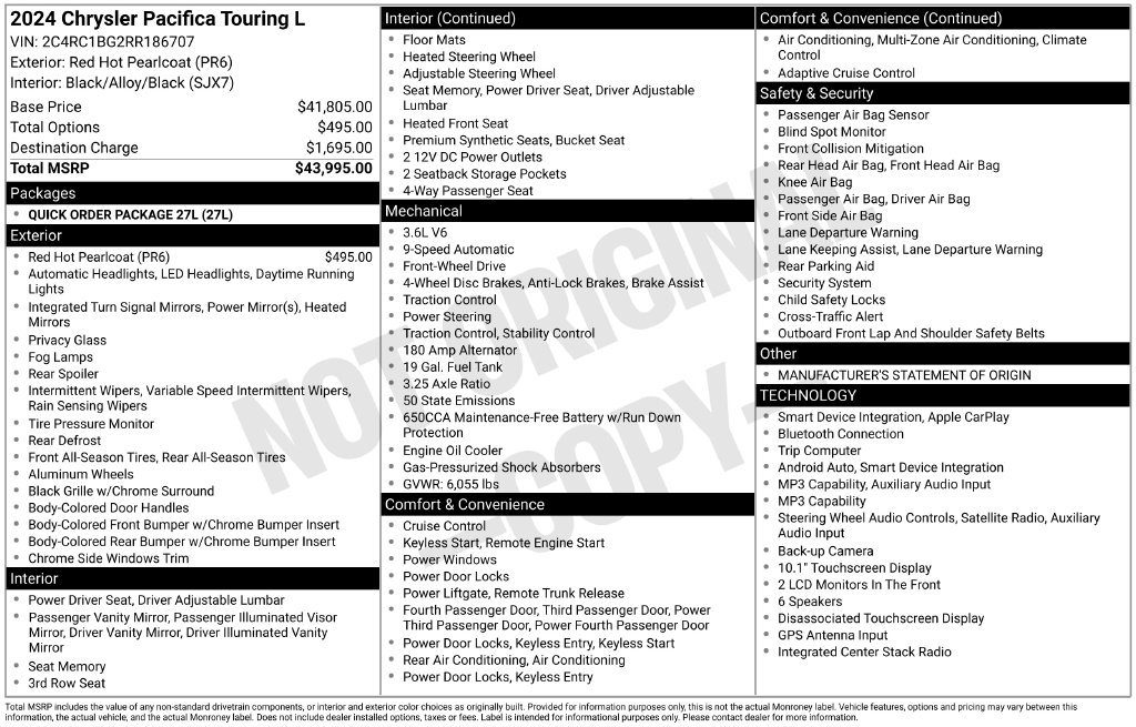 Used 2024 Chrysler Pacifica Touring-L FWD image 6