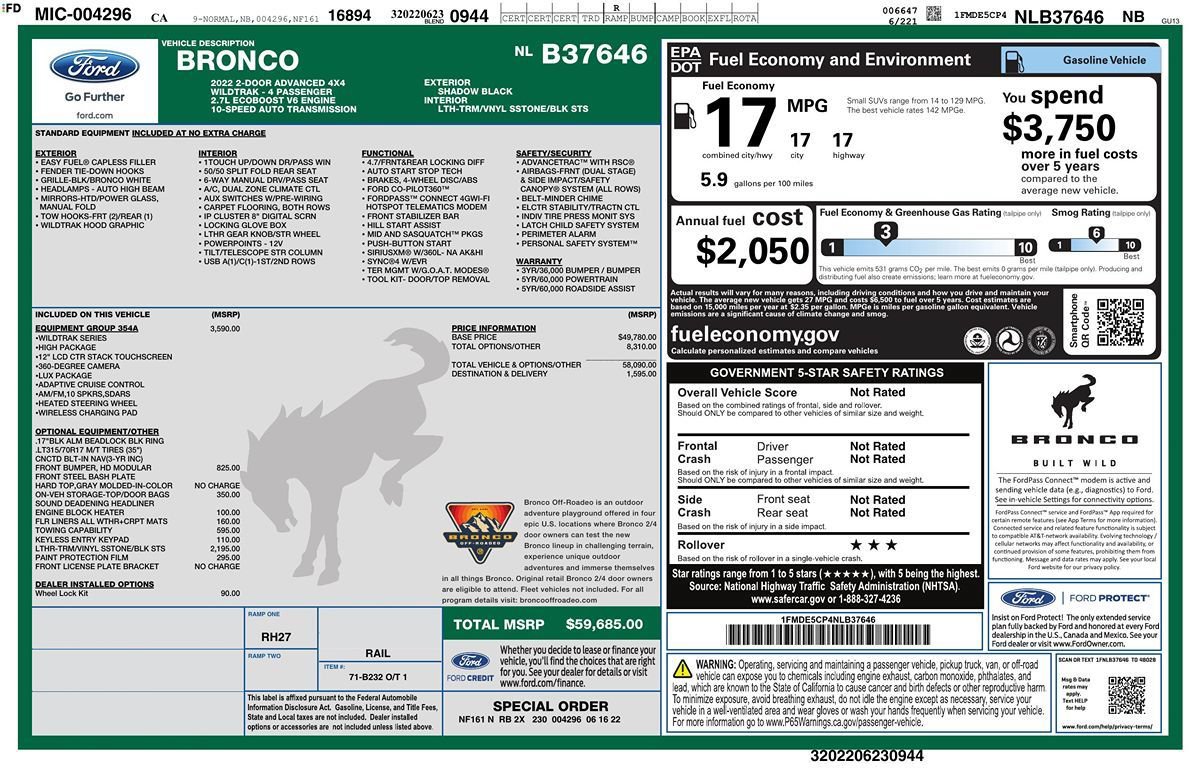 Used 2022 Ford Bronco Wildtrak AWD/4WD image 33