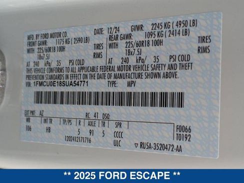 New 2025 Ford Escape SE image 60