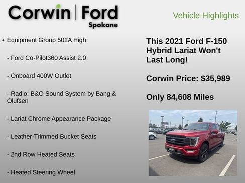 Used 2021 Ford F150 Lariat w/ Equipment Group 502A High AWD/4WD image 6
