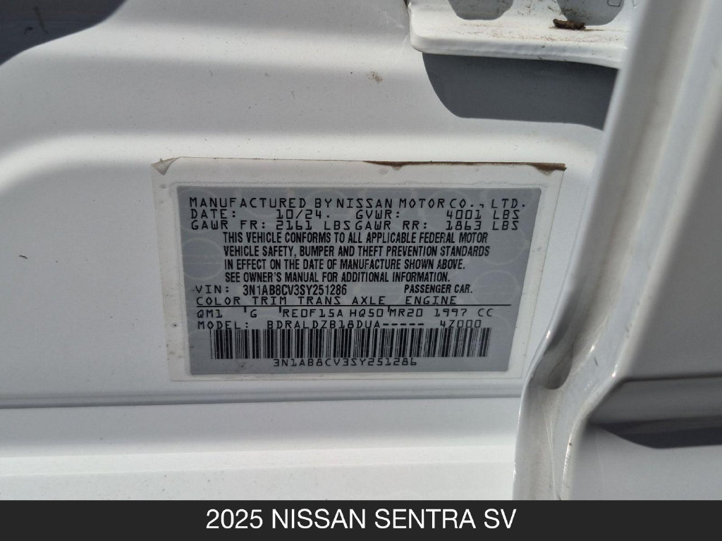 Used 2025 Nissan Sentra SV FWD image 24