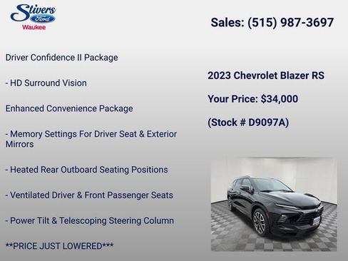 Used 2023 Chevrolet Blazer RS w/ Driver Confidence II Package AWD/4WD image 16
