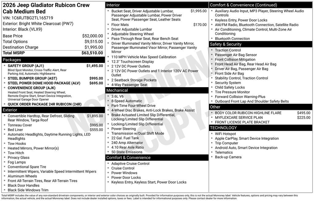 New 2026 Jeep Gladiator Rubicon w/ Safety Group AWD/4WD image 6