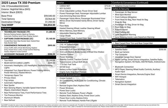 Used 2025 Lexus TX 350 AWD w/ Technology Package image 27