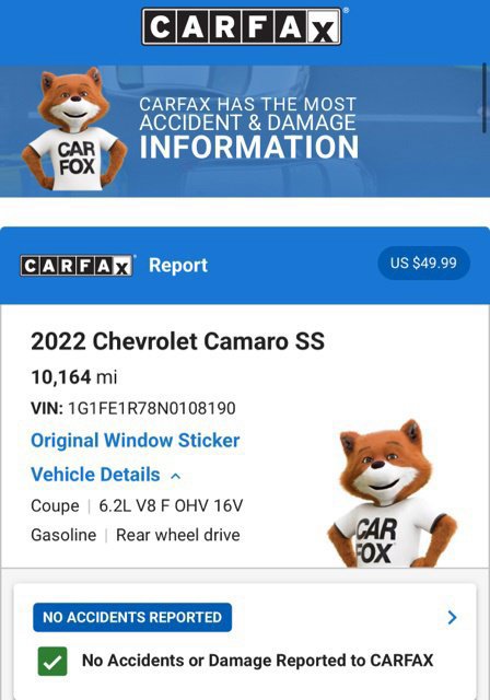 Used 2022 Chevrolet Camaro SS RWD image 7