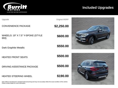 Used 2020 BMW X3 xDrive30i w/ Convenience Package AWD/4WD image 3