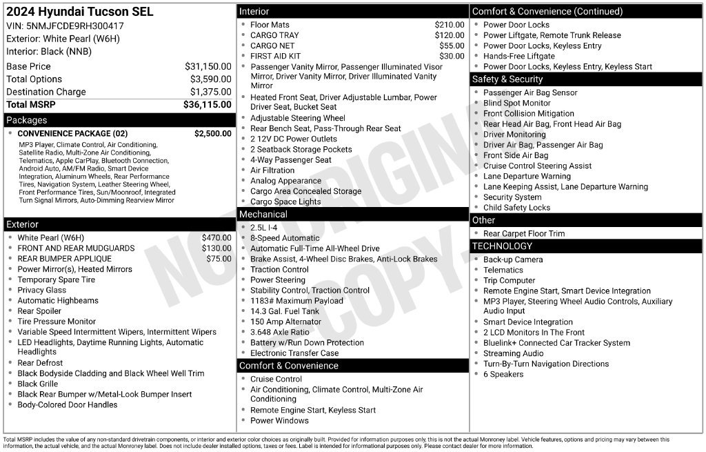 Certified 2024 Hyundai Tucson SEL w/ Convenience Package AWD/4WD image 32