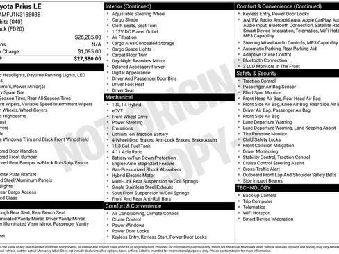 Used 2022 Toyota Prius LE FWD image 39