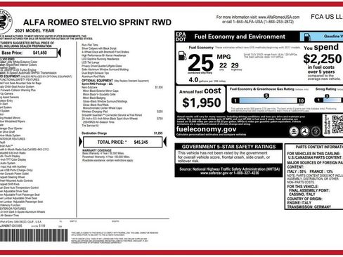Used 2021 Alfa Romeo Stelvio Sprint w/ Nero Edizione RWD image 3