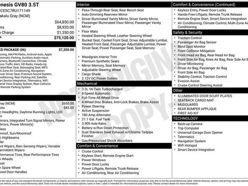 Used 2024 Genesis GV80 3.5T w/ Advanced Package image 38