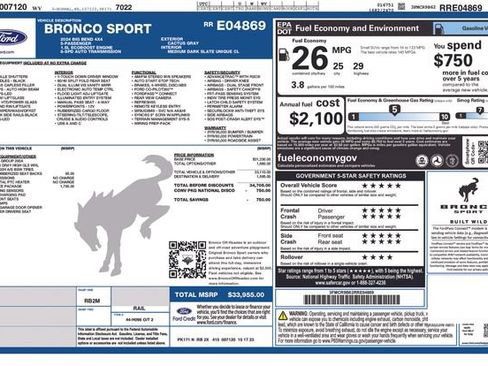 Used 2024 Ford Bronco Sport Big Bend w/ Convenience Package AWD/4WD image 7
