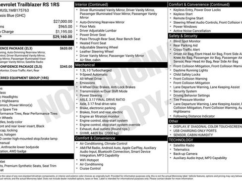 Used 2021 Chevrolet TrailBlazer RS w/ Convenience Package AWD/4WD image 12