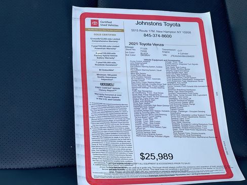 Certified 2021 Toyota Venza XLE w/ Softex Package AWD/4WD image 3
