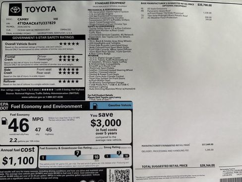 New 2026 Toyota Camry XSE FWD image 25