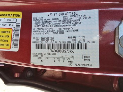 Used 2016 Ford Fusion Energi Titanium w/ Driver Assist Package image 39