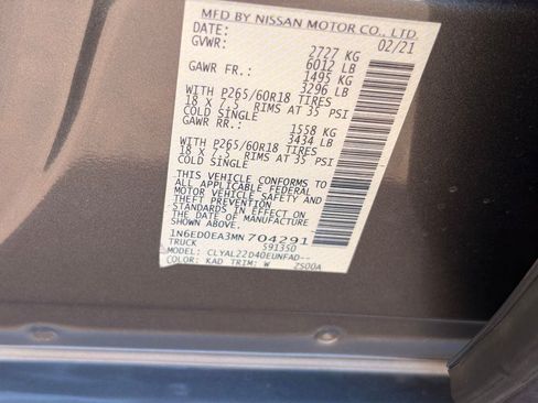 Certified 2021 Nissan Frontier SV w/ Midnight Edition Floor Mats RWD image 32