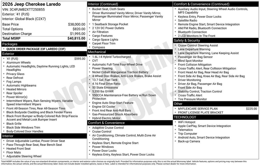 New 2026 Jeep Cherokee Laredo AWD/4WD image 6