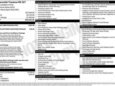 Used 2023 Chevrolet Traverse RS w/ LPO, Floor Liner Package AWD/4WD image 12