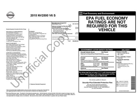 Used 2015 Nissan NV 2500 S w/ Side & Curtain Airbag Package image 2