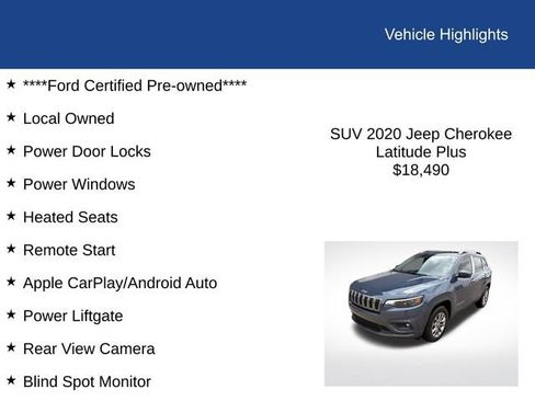 Used 2020 Jeep Cherokee Latitude Plus w/ Comfort/Convenience Group AWD/4WD image 2