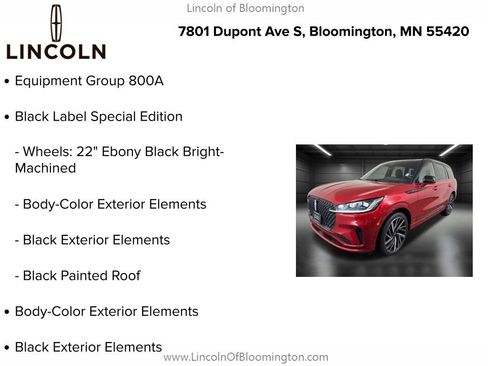 New 2025 Lincoln Aviator Black Label w/ Black Label Special Edition image 5
