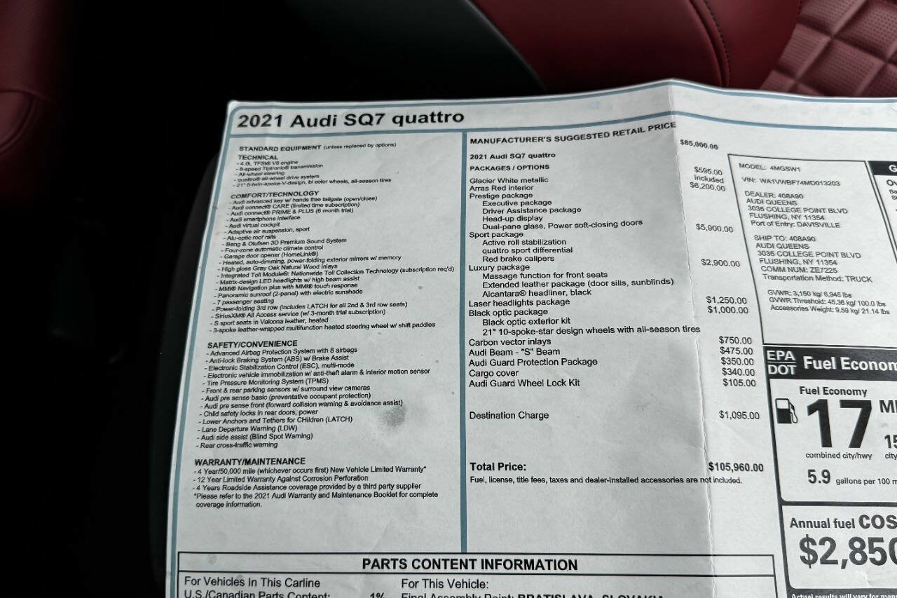 Used 2021 Audi SQ7 Prestige AWD/4WD image 42