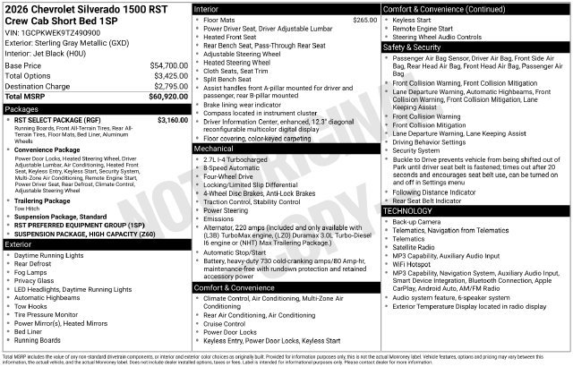 New 2026 Chevrolet Silverado 1500 RST w/ RST Select Package AWD/4WD image 25