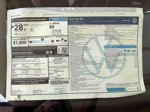 Used 2025 Volkswagen Taos SEL w/ Black Wheel Plus Package image 21