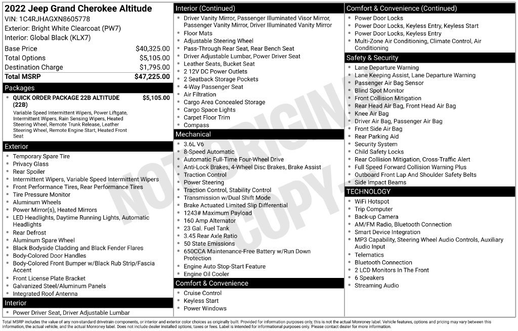 Used 2022 Jeep Grand Cherokee Altitude AWD/4WD image 4