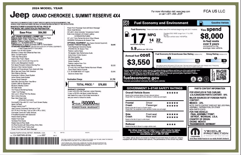 Used 2024 Jeep Grand Cherokee L Summit AWD/4WD image 8
