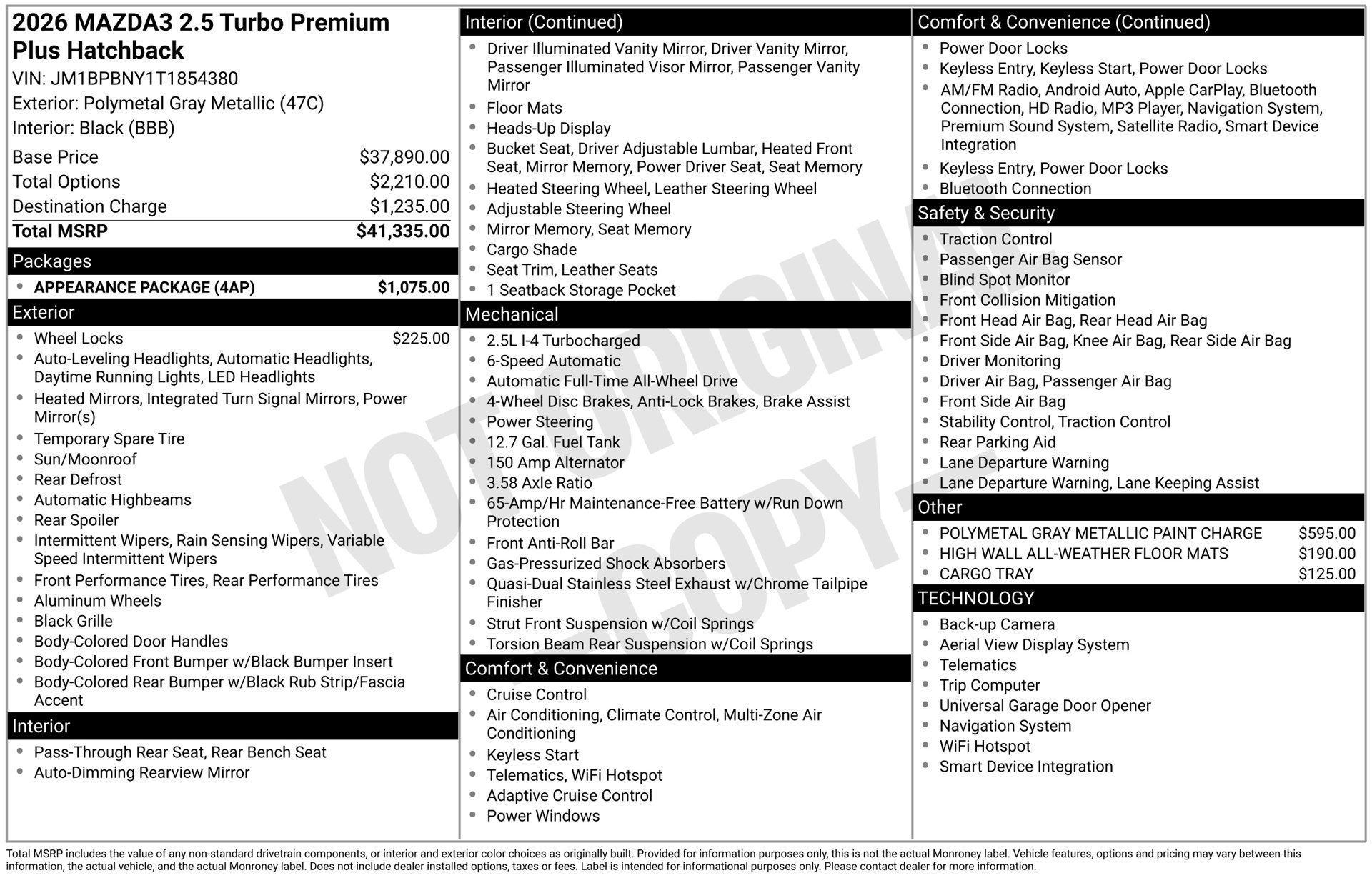 Certified 2026 MAZDA MAZDA3 Hatchback w/ Appearance Package AWD/4WD image 29
