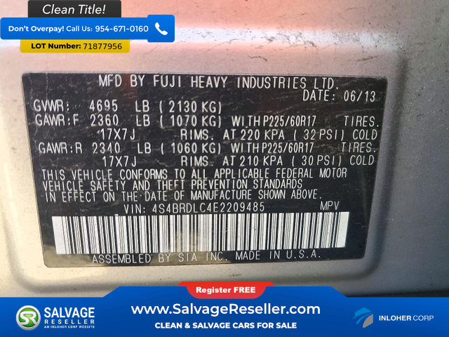 Used 2014 Subaru Outback 3.6R Limited w/ Moonroof Package AWD/4WD image 16