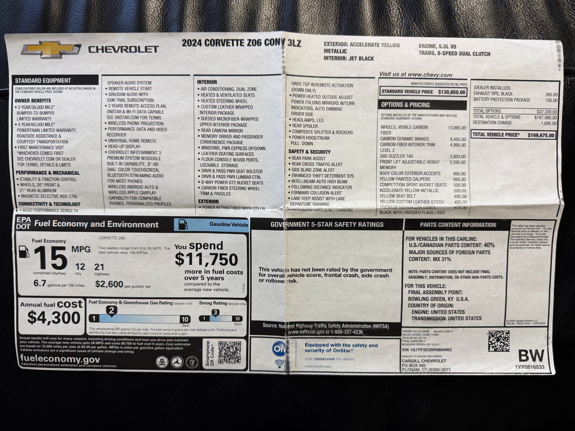 Used 2024 Chevrolet Corvette Z06 w/ Battery Protection Package RWD image 39