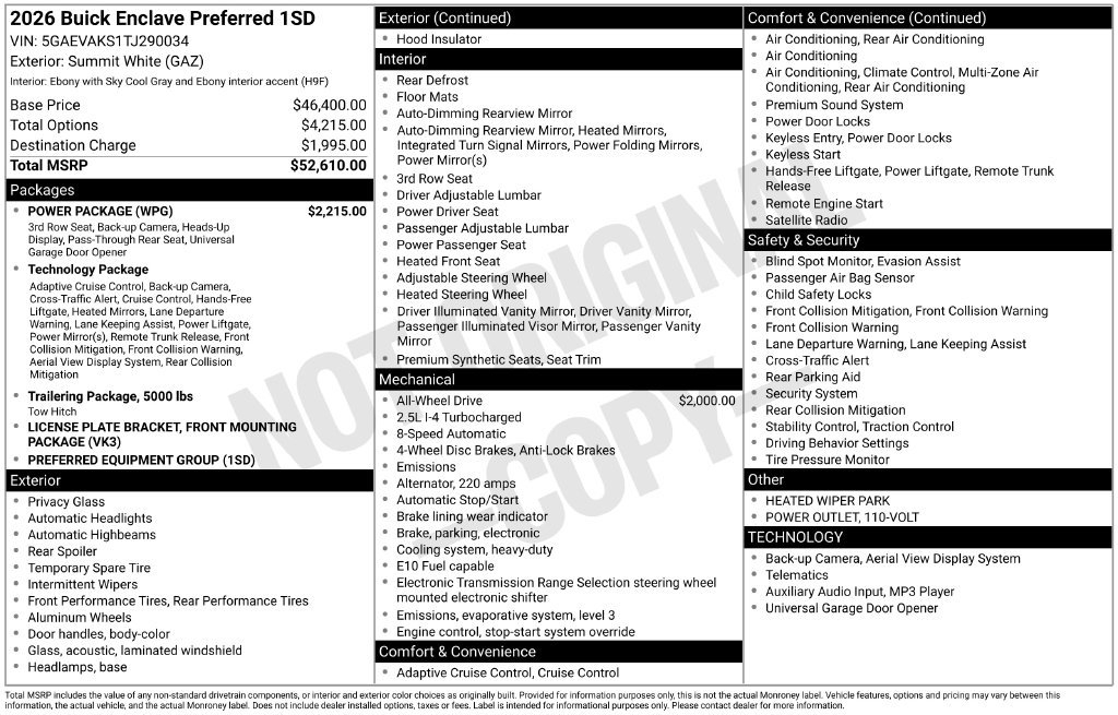 New 2026 Buick Enclave Preferred w/ Power Package AWD/4WD image 5