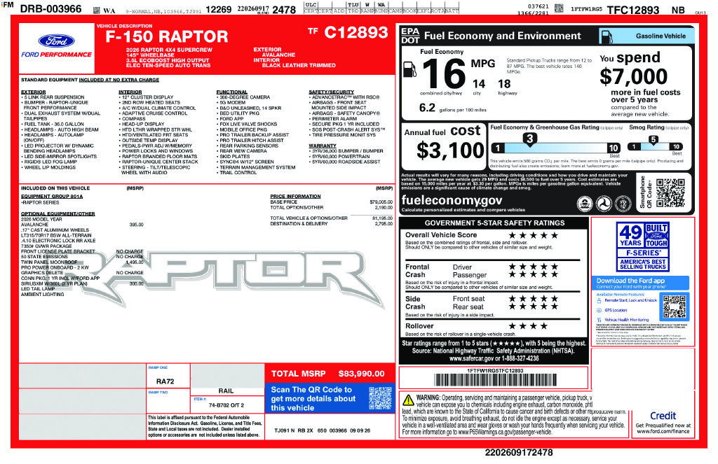New 2026 Ford F150 Raptor AWD/4WD image 3