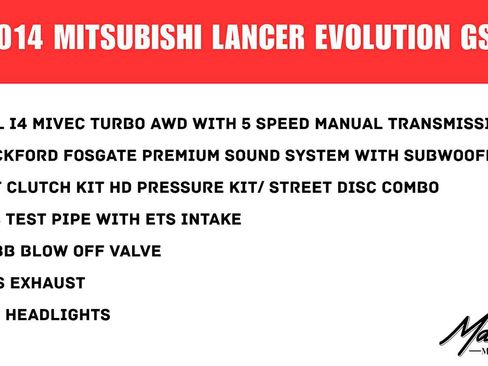 Used 2014 Mitsubishi Lancer Evolution GSR AWD/4WD image 2
