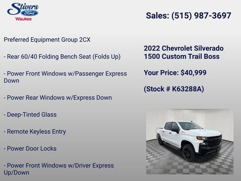Used 2022 Chevrolet Silverado 1500 Custom Trail Boss w/ Safety Confidence Package AWD/4WD image 8